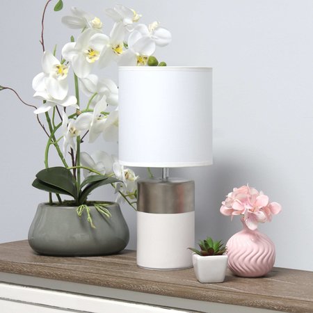 Simple Designs Two Toned Basics Table Lamp, White and Silver LT1114-OFF